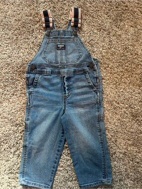 OshKosh B'gosh Blue Denim Overalls with Striped Straps
